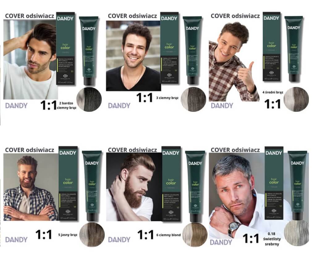 Dandy Cover odsiwiacz dla mężczyzn 60 ml — dostępne odcienie i proporcja mieszania 1:1