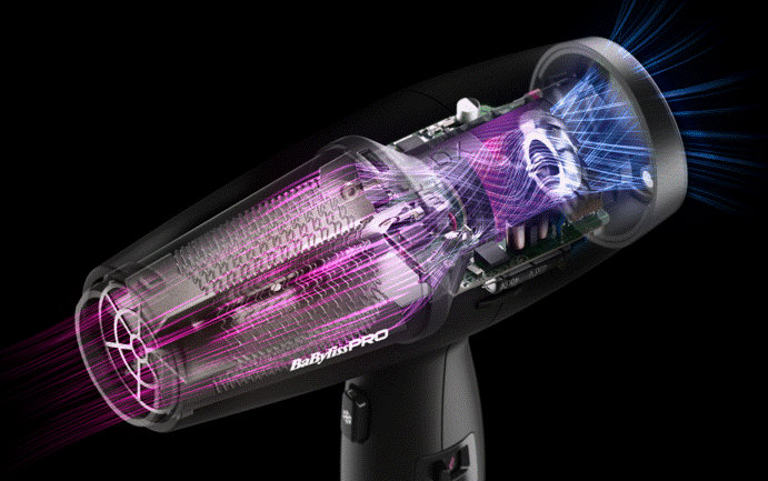 Babyliss Pro Lupia BAB7600E – przekrój silnika i przepływ powietrza